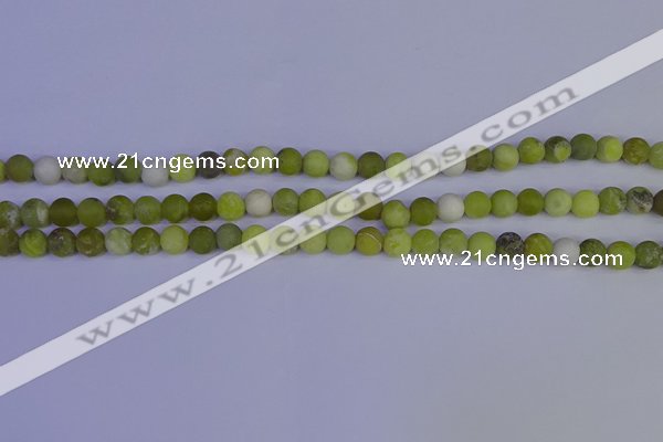 COJ401 15.5 inches 6mm round matte olive jade beads wholesale