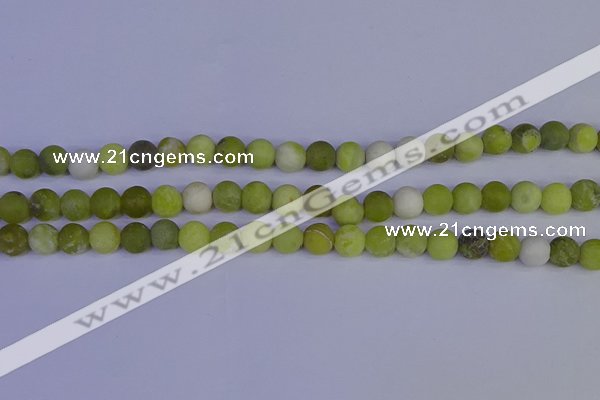 COJ402 15.5 inches 8mm round matte olive jade beads wholesale