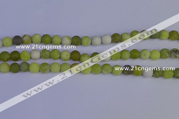 COJ403 15.5 inches 10mm round matte olive jade beads wholesale