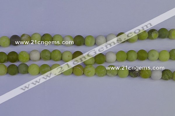 COJ404 15.5 inches 12mm round matte olive jade beads wholesale