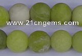 COJ405 15.5 inches 14mm round matte olive jade beads wholesale