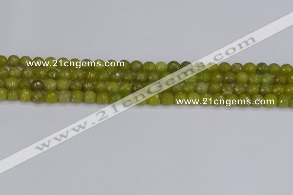 COJ409 15.5 inches 6mm faceted round olive jade beads