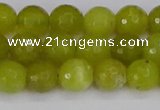 COJ410 15.5 inches 8mm faceted round olive jade beads