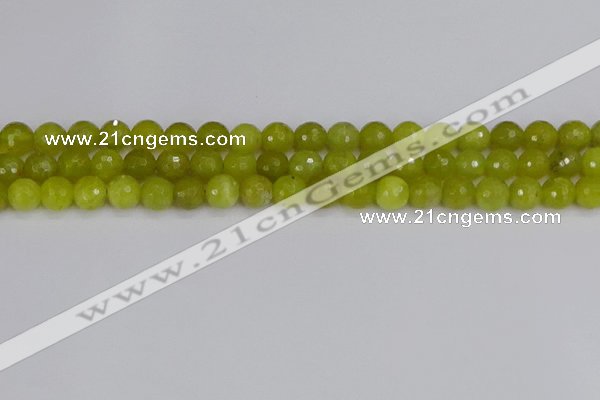 COJ410 15.5 inches 8mm faceted round olive jade beads