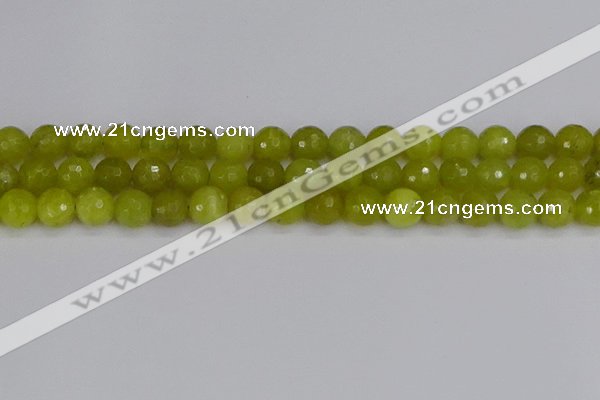 COJ411 15.5 inches 10mm faceted round olive jade beads