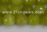 COJ412 15.5 inches 12mm faceted round olive jade beads