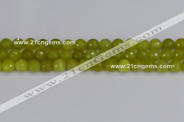 COJ412 15.5 inches 12mm faceted round olive jade beads