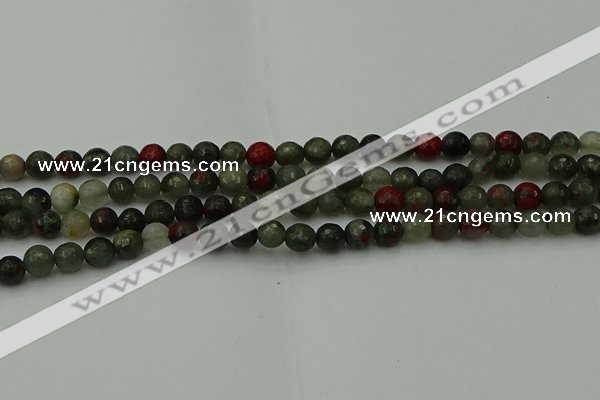 COJ461 15.5 inches 6mm faceted round blood jasper beads wholesale