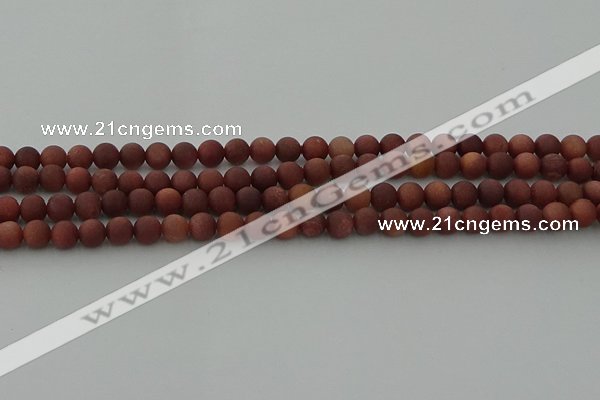 COJ471 15.5 inches 6mm round matte African blood jasper beads