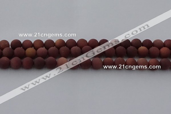 COJ473 15.5 inches 10mm round matte African blood jasper beads