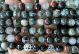 COJ508 15 inches 10mm faceted round blood jasper beads wholesale