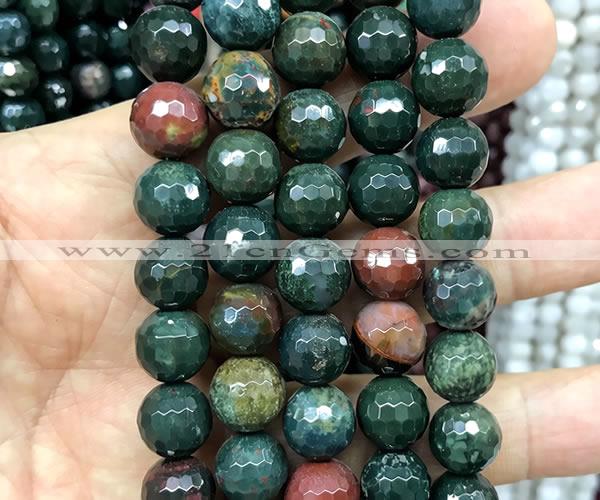 COJ515 15 inches 12mm faceted round Indian bloodstone beads wholesale