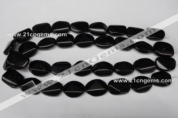 CON106 15.5 inches 18*25mm cut oval black onyx gemstone beads