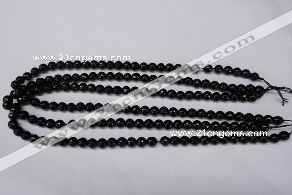 CON14 15.5 inches 7mm faceted round black onyx gemstone beads