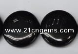 CON47 15.5 inches 25mm flat round black onyx gemstone beads