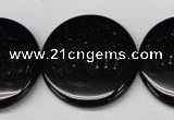 CON48 15.5 inches 28mm flat round black onyx gemstone beads