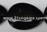 CON55 15.5 inches 30*40mm flat teardrop black onyx gemstone beads