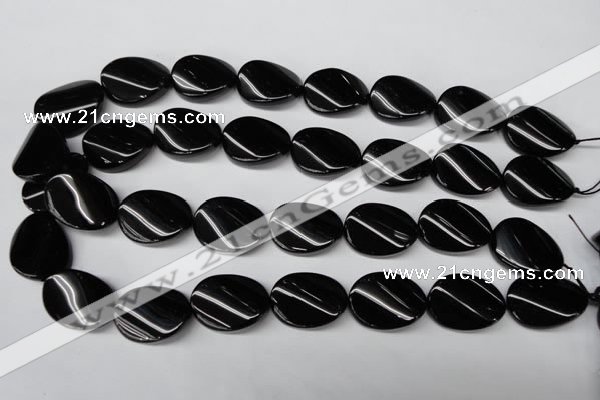 CON58 15.5 inches 18*25mm twisted oval black onyx gemstone beads