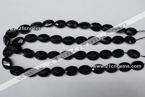 CON65 15.5 inches 13*18mm faceted oval black onyx gemstone beads