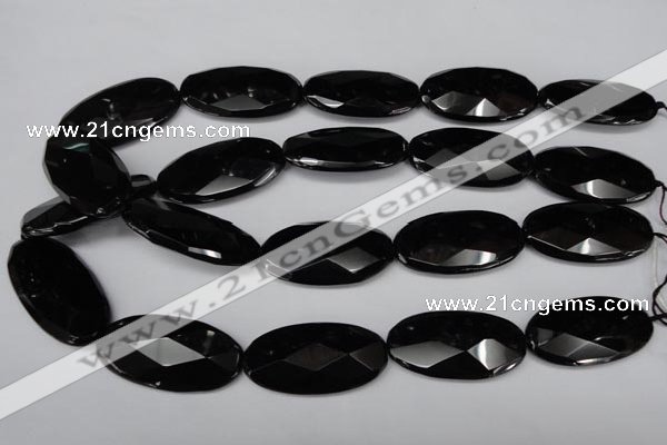 CON69 15.5 inches 20*40mm faceted oval black onyx gemstone beads