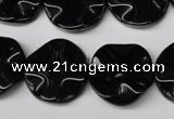 CON95 15.5 inches 19mm wavy coin black onyx gemstone beads