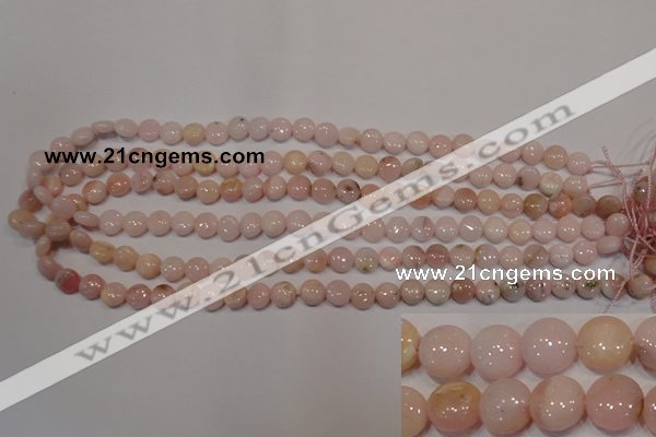 COP1011 15.5 inches 8mm flat round natural pink opal gemstone beads