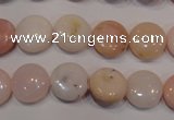 COP1014 15.5 inches 12mm flat round natural pink opal gemstone beads