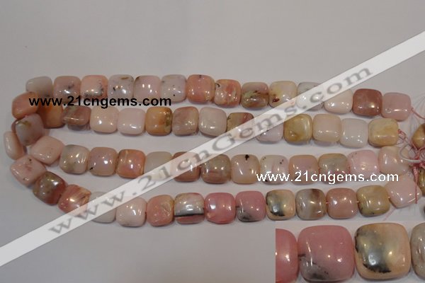 COP1044 15.5 inches 14*14mm square natural pink opal gemstone beads