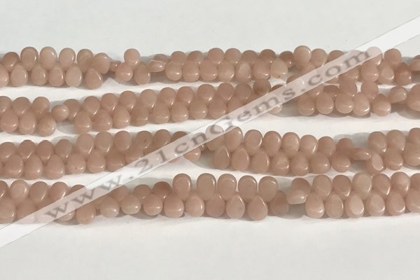 COP1246 15.5 inches 5*7mm flat teardrop Chinese pink opal beads
