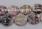 COP1260 15.5 inches 10mm flat round natural pink opal gemstone beads