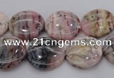 COP1261 15.5 inches 12mm flat round natural pink opal gemstone beads