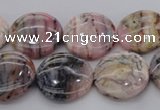 COP1262 15.5 inches 14mm flat round natural pink opal gemstone beads