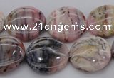 COP1263 15.5 inches 16mm flat round natural pink opal gemstone beads