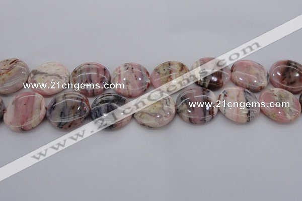 COP1264 15.5 inches 18mm flat round natural pink opal gemstone beads