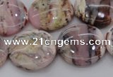 COP1266 15.5 inches 22mm flat round natural pink opal gemstone beads