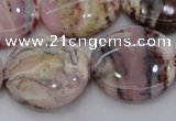 COP1267 15.5 inches 25mm flat round natural pink opal gemstone beads