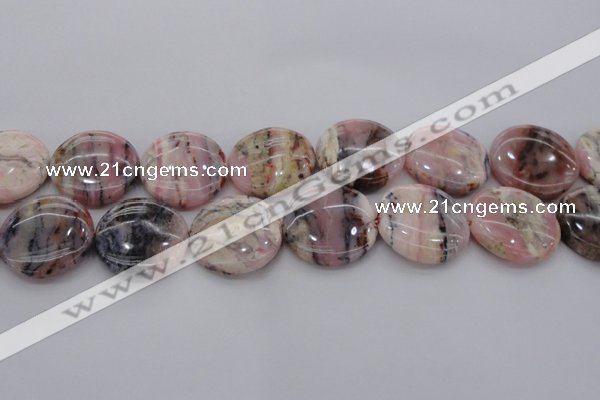 COP1267 15.5 inches 25mm flat round natural pink opal gemstone beads