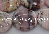 COP1268 15.5 inches 30mm flat round natural pink opal gemstone beads