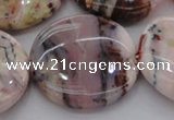 COP1270 15.5 inches 40mm flat round natural pink opal gemstone beads