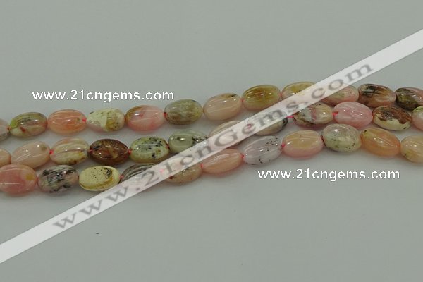 COP1291 15.5 inches 10*14mm oval natural pink opal beads