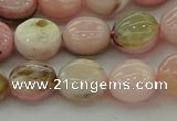 COP1294 15.5 inches 10mm flat round natural pink opal beads