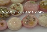 COP1295 15.5 inches 12mm flat round natural pink opal beads