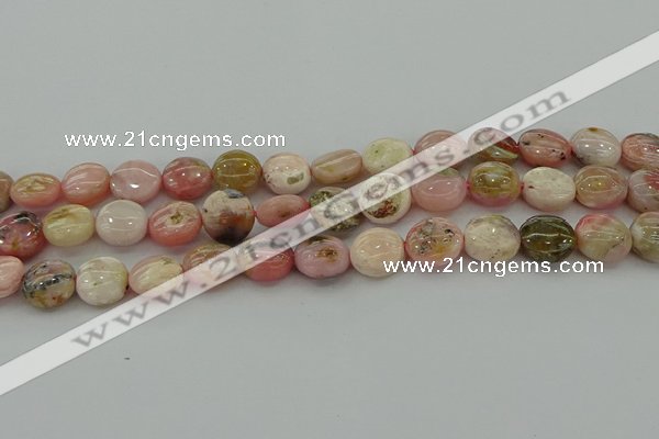 COP1295 15.5 inches 12mm flat round natural pink opal beads