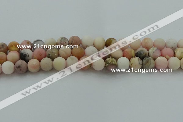 COP1333 15.5 inches 10mm round matte natural pink opal gemstone beads