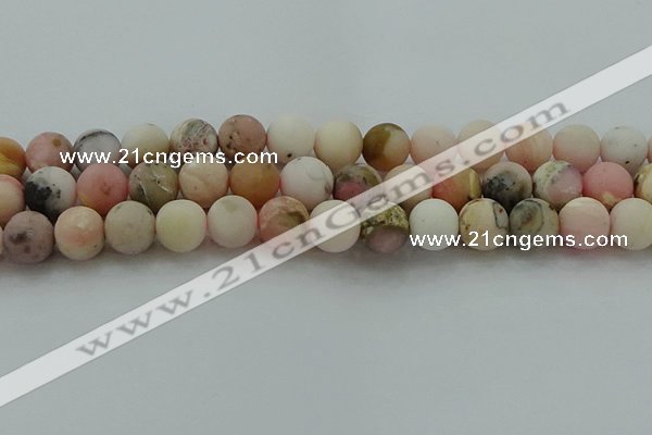 COP1334 15.5 inches 12mm round matte natural pink opal gemstone beads