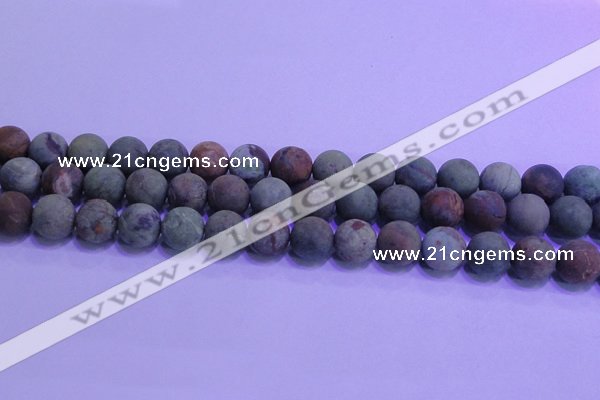 COP1353 15.5 inches 10mm round matte green opal gemstone beads