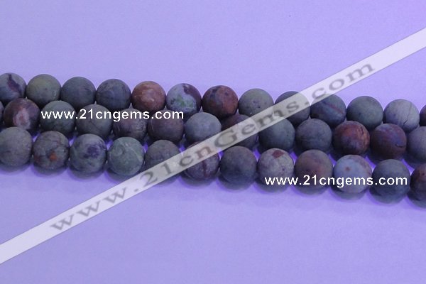 COP1356 15.5 inches 16mm round matte green opal gemstone beads