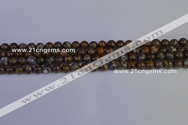 COP1371 15.5 inches 6mm round fire lace opal beads wholesale