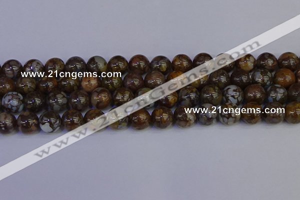 COP1375 15.5 inches 14mm round fire lace opal beads wholesale