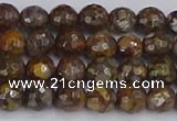 COP1387 15.5 inches 6mm faceted round fire lace opal beads